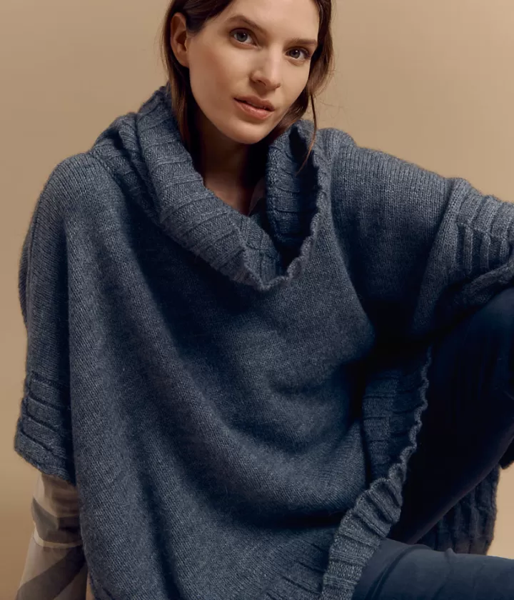 Maille>DEVERNOIS Cape col roulé en laine et alpaga Made in France Grischine