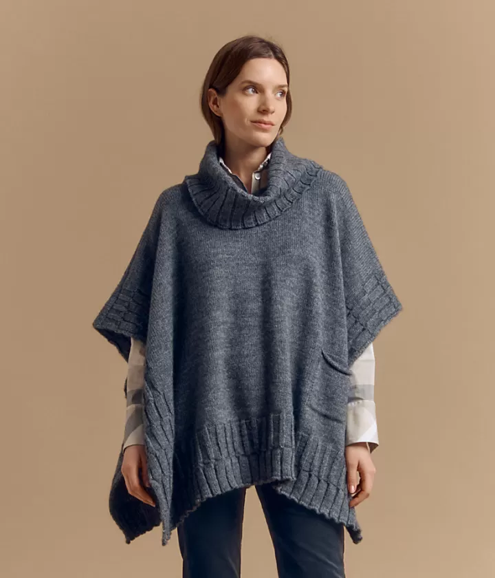 Maille>DEVERNOIS Cape col roulé en laine et alpaga Made in France Grischine