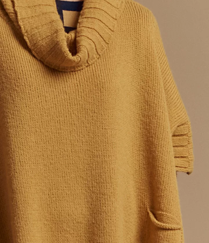 Maille>DEVERNOIS Cape col roulé en laine et alpaga Made in France Jaunecumin