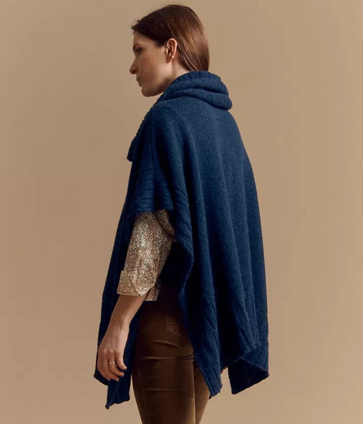 Maille>DEVERNOIS Cape col roulé en laine et alpaga Made in France Bleugalaxie
