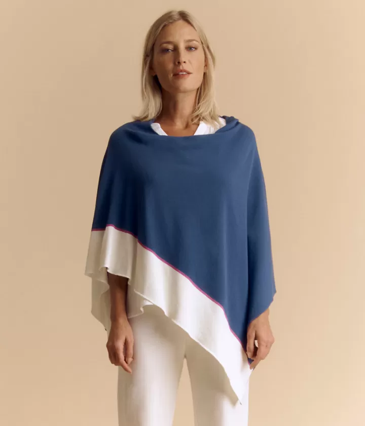 Maille>DEVERNOIS Cape maille en jersey de viscose stretch Made in France Bleu