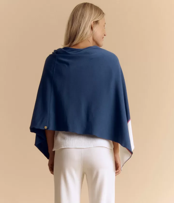 Maille>DEVERNOIS Cape maille en jersey de viscose stretch Made in France Bleu