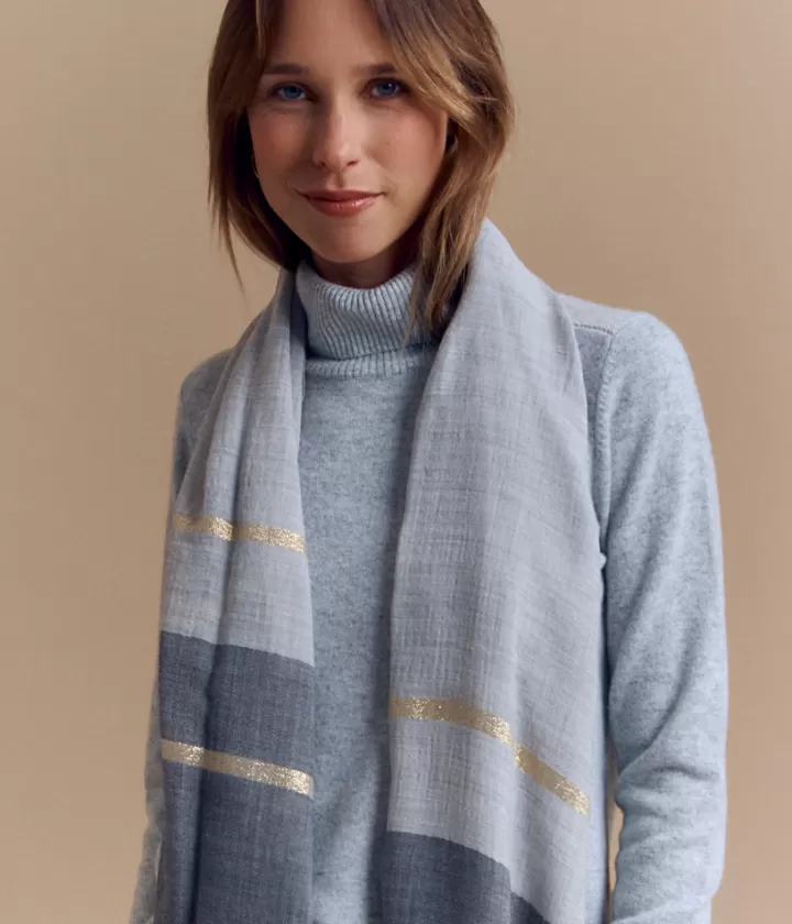 Accessoires>DEVERNOIS Écharpe bicolore en laine et lurex Motif rayures Grischine