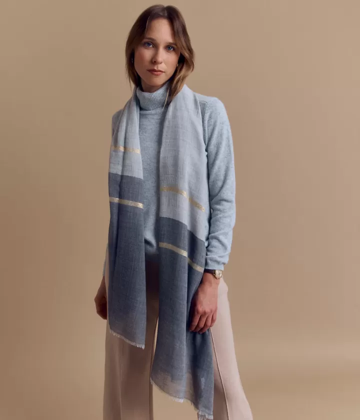 Accessoires>DEVERNOIS Écharpe bicolore en laine et lurex Motif rayures Grischine