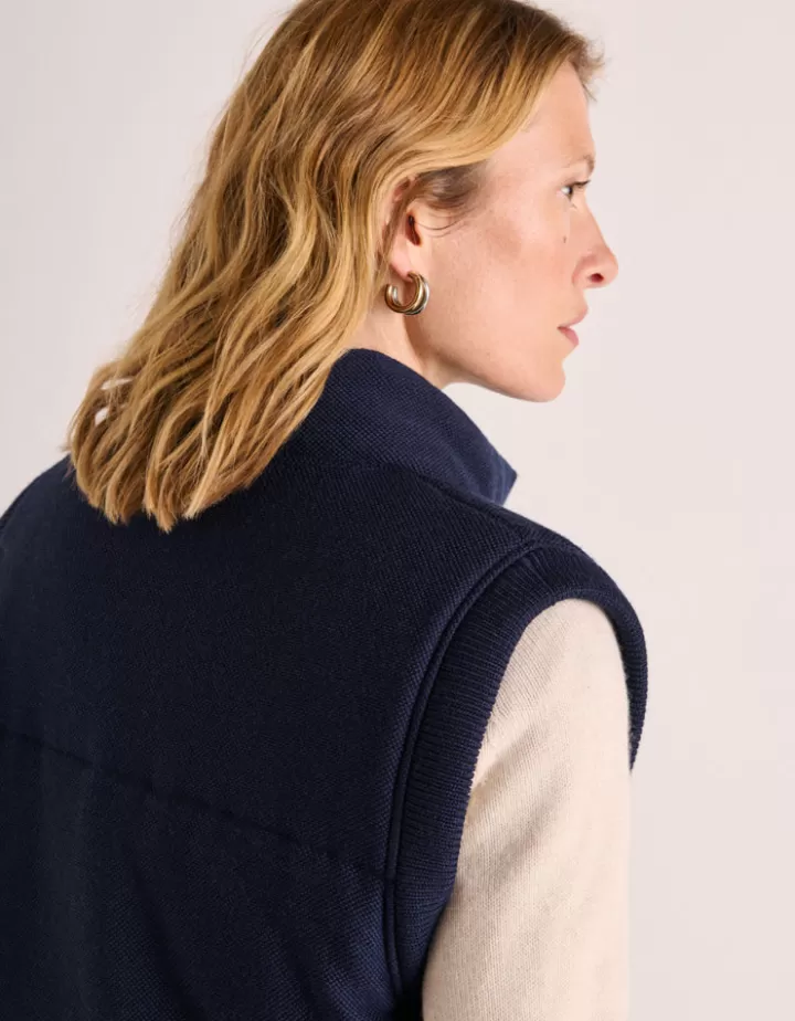 Maille>DEVERNOIS Gilet matelassé maille milano en laine mérinos Tricoté en France Stone
