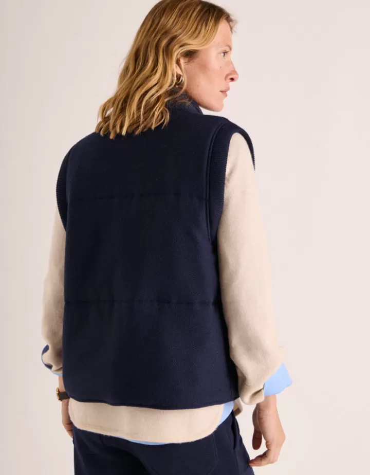 Maille>DEVERNOIS Gilet matelassé maille milano en laine mérinos Tricoté en France Stone