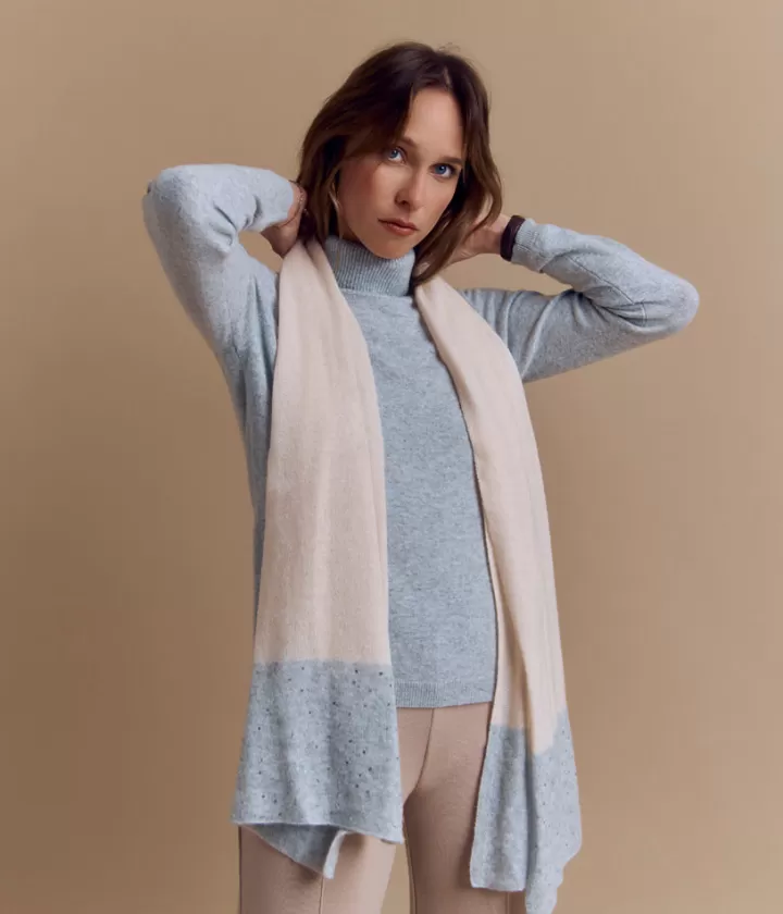 Accessoires | Maille>DEVERNOIS Grande écharpe en cachemire Bicolore Beige
