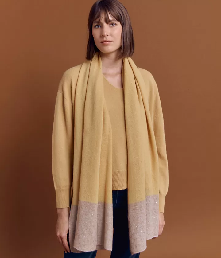 Accessoires>DEVERNOIS Grande écharpe en cachemire Bicolore Jaune