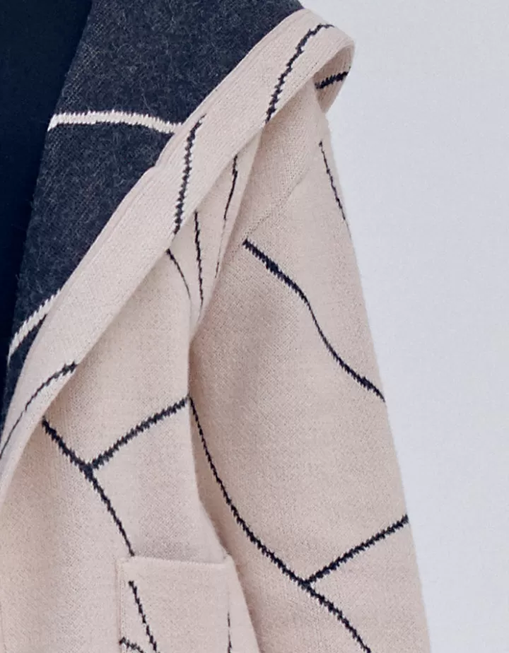 Vestes & Manteaux | Maille>DEVERNOIS Manteau maille jacquard en laine et alpaga Tricoté en France Blanccasse