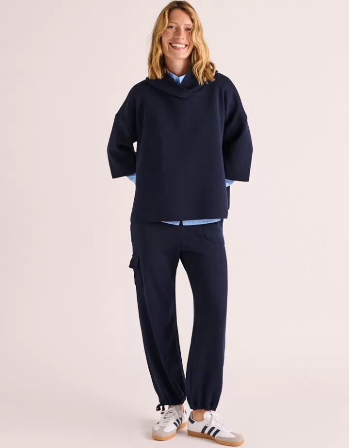 Pantalons | Maille>DEVERNOIS Pantalon cargo maille milano en laine mérinos Tricoté en France Stone
