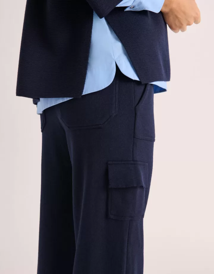 Pantalons | Maille>DEVERNOIS Pantalon cargo maille milano en laine mérinos Tricoté en France Stone
