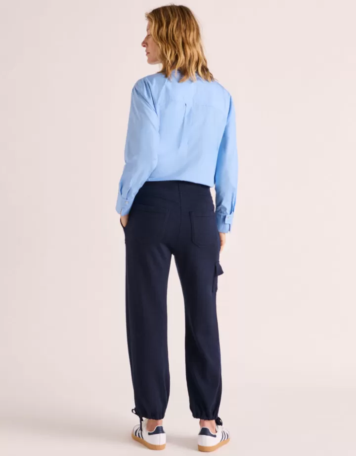 Pantalons | Maille>DEVERNOIS Pantalon cargo maille milano en laine mérinos Tricoté en France Stone