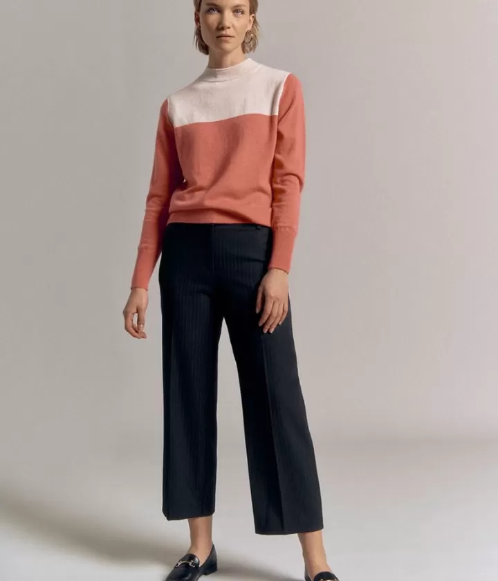 Pantalons>DEVERNOIS Pantalon rayure "banquier" en gabardine stretch écologique Fabriqué au Portugal