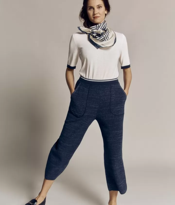 Pantalons>DEVERNOIS Pantalon tricot 7/8ème effet jean en viscose et coton Tricoté en France