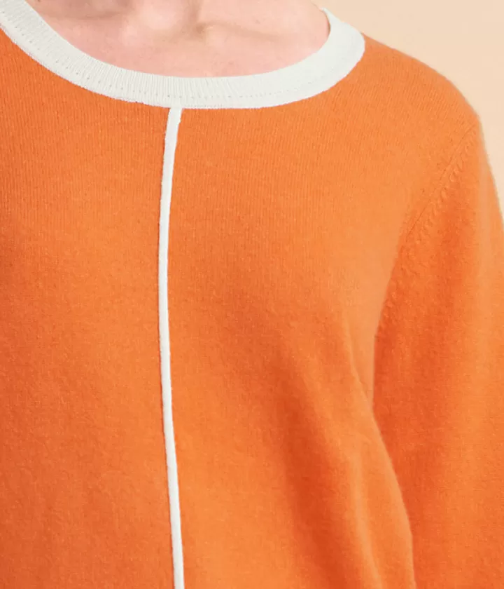 Maille>DEVERNOIS Pull bicolore en cachemire Encolure ronde Orange