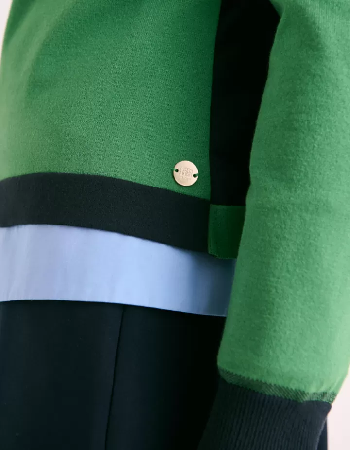 Maille>DEVERNOIS Pull bicolore Tricoté en France Vert