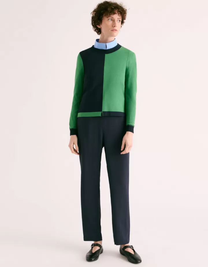 Maille>DEVERNOIS Pull bicolore Tricoté en France Vert