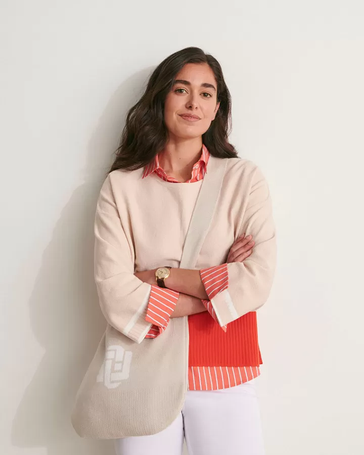 Maille>DEVERNOIS Pull boite en maille colorblock Tricoté en France Beige