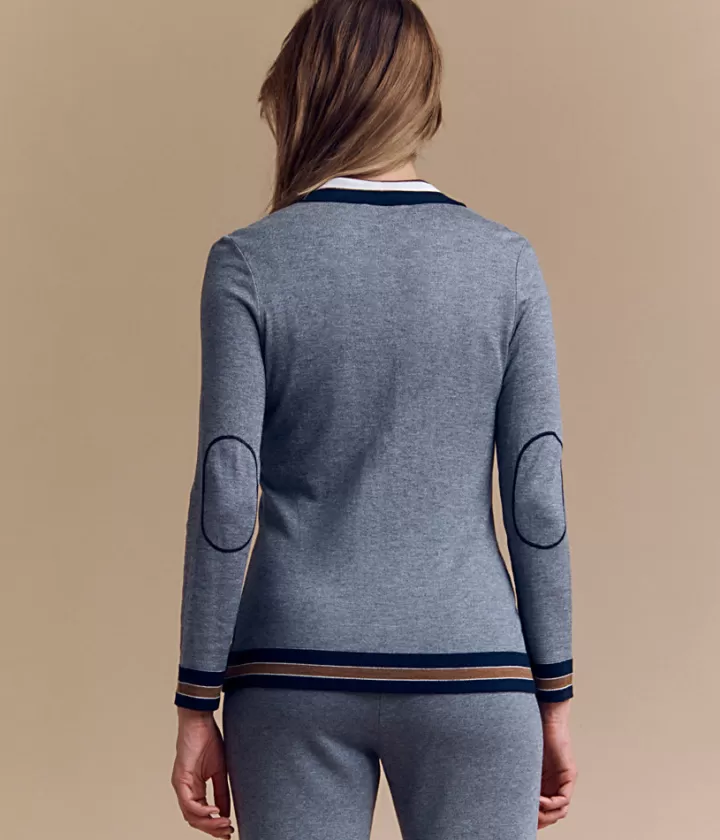 Maille>DEVERNOIS Pull col polo en laine Mérinos et viscose Tricoté en France Grischine