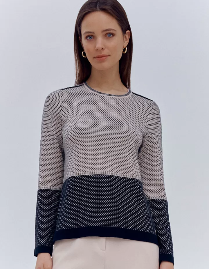Maille>DEVERNOIS Pull maille bicolore En viscose stretch Noir