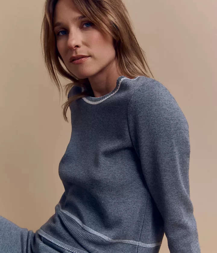 Maille>DEVERNOIS Pull maille en laine Mérinos et viscose Tricoté en France Grischine