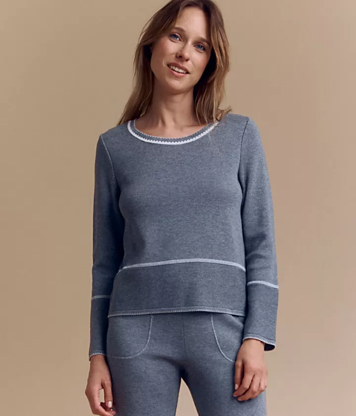 Maille>DEVERNOIS Pull maille en laine Mérinos et viscose Tricoté en France Grischine