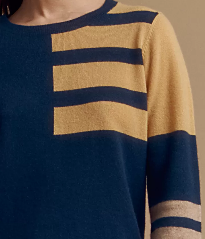 Maille>DEVERNOIS Pull maille intarsia en cachemire Tricolore Bleumarine