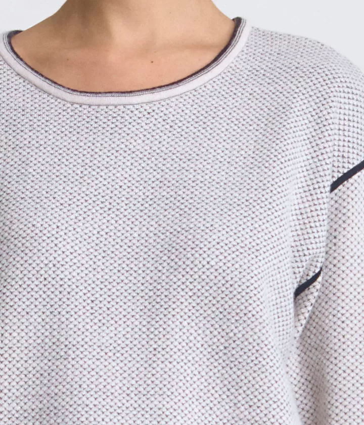 Maille>DEVERNOIS Pull maille jacquard en laine et cachemire Tricoté en France Beige