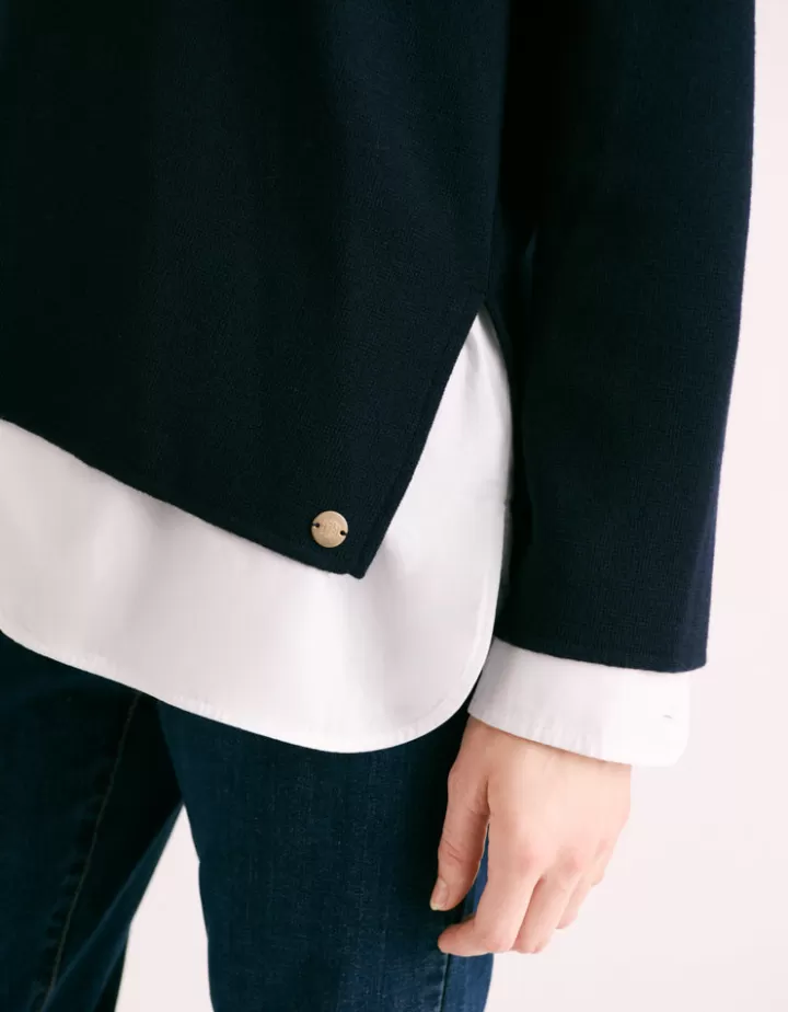 Maille>DEVERNOIS Pull oversize en laine mérinos Made in France Marine