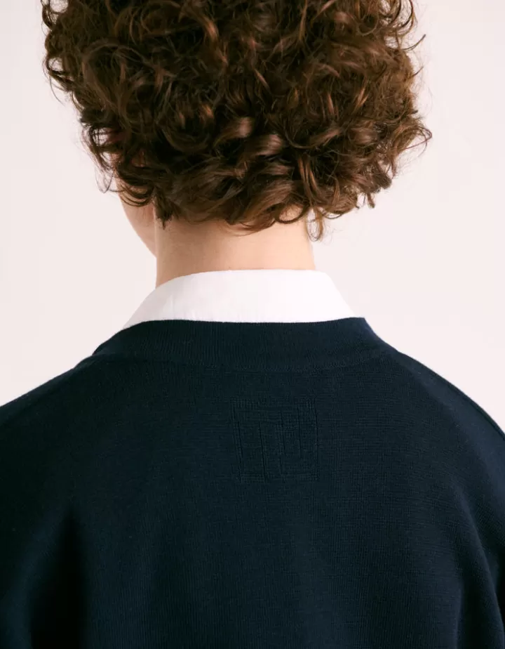Maille>DEVERNOIS Pull oversize en laine mérinos Made in France Marine