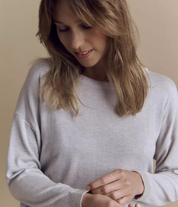 Maille>DEVERNOIS Pull oversize en laine Mérinos Tricoté en France Beige