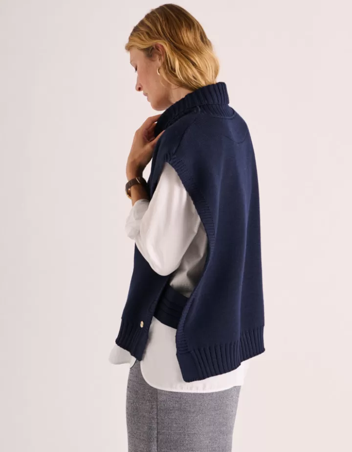 Maille>DEVERNOIS Pull "poncho" maille milano en laine mérinos Made in France Stone