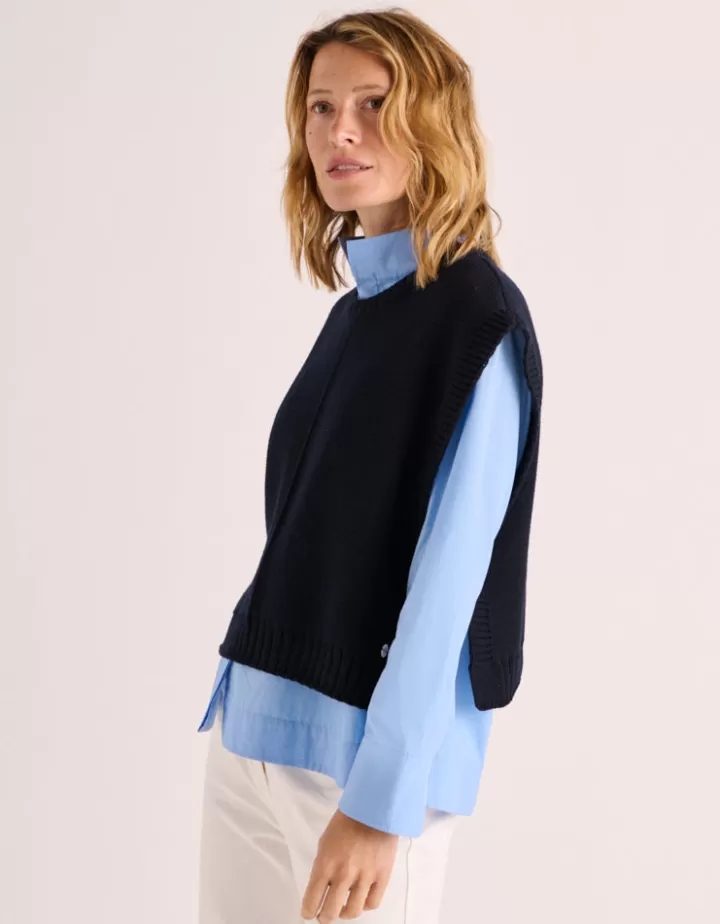 Maille>DEVERNOIS Pull poncho maille milano en laine mérinos Made in France Stone
