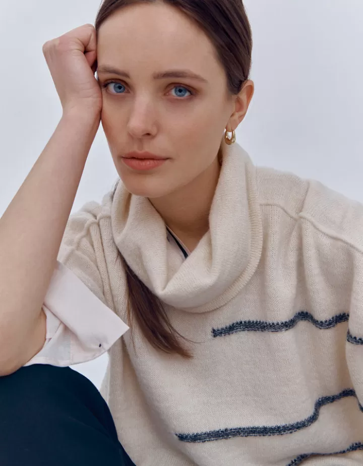Maille>DEVERNOIS Pull sans manches en laine et alpaga Tricoté en France Blanccasse