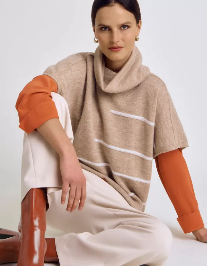 Maille>DEVERNOIS Pull sans manches en laine et alpaga Tricoté en France Beige