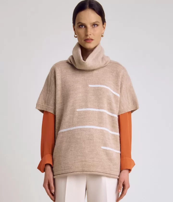 Maille>DEVERNOIS Pull sans manches en laine et alpaga Tricoté en France Beige