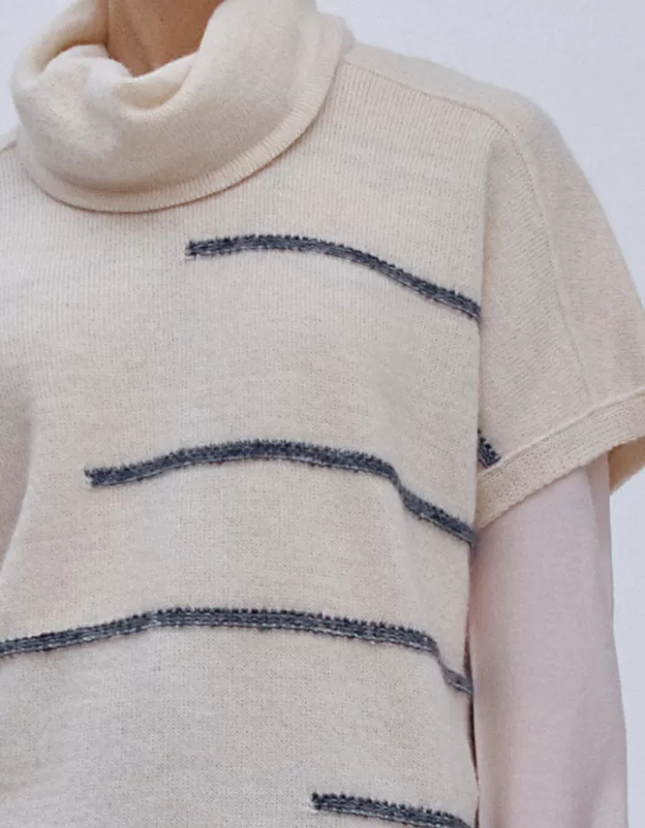 Maille>DEVERNOIS Pull sans manches en laine et alpaga Tricoté en France Blanccasse