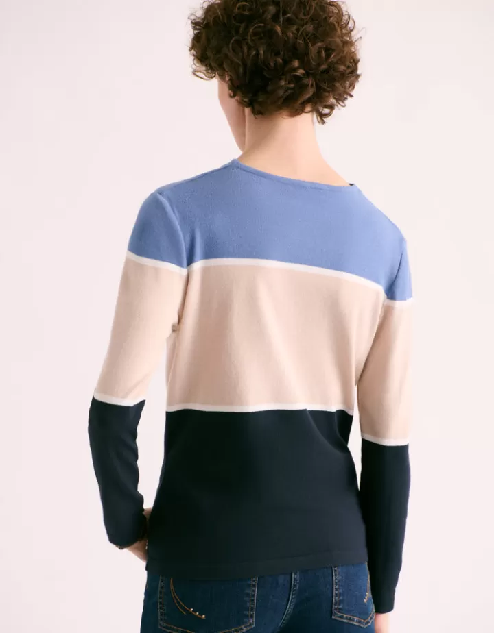 Maille>DEVERNOIS Pull tricolore Tricoté en France Bleu