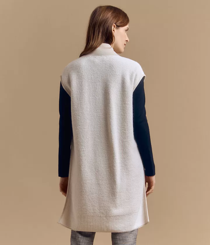 Vestes & Manteaux | Maille>DEVERNOIS Veste longue en laine Mérinos et alpaga Tricotée en france Beige