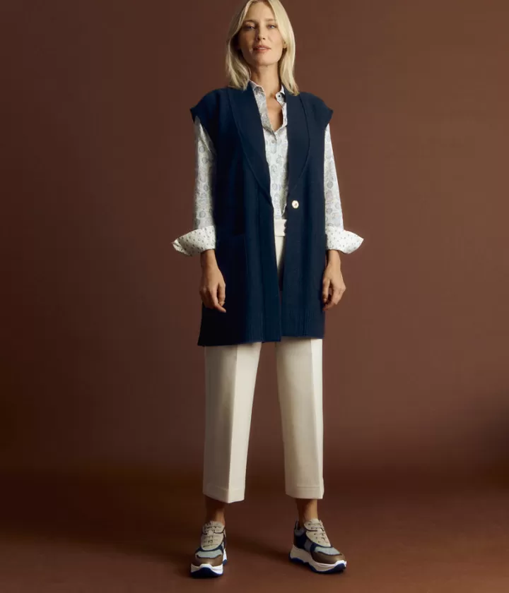 Vestes & Manteaux | Maille>DEVERNOIS Veste longue en laine Mérinos et alpaga Tricotée en france Noir