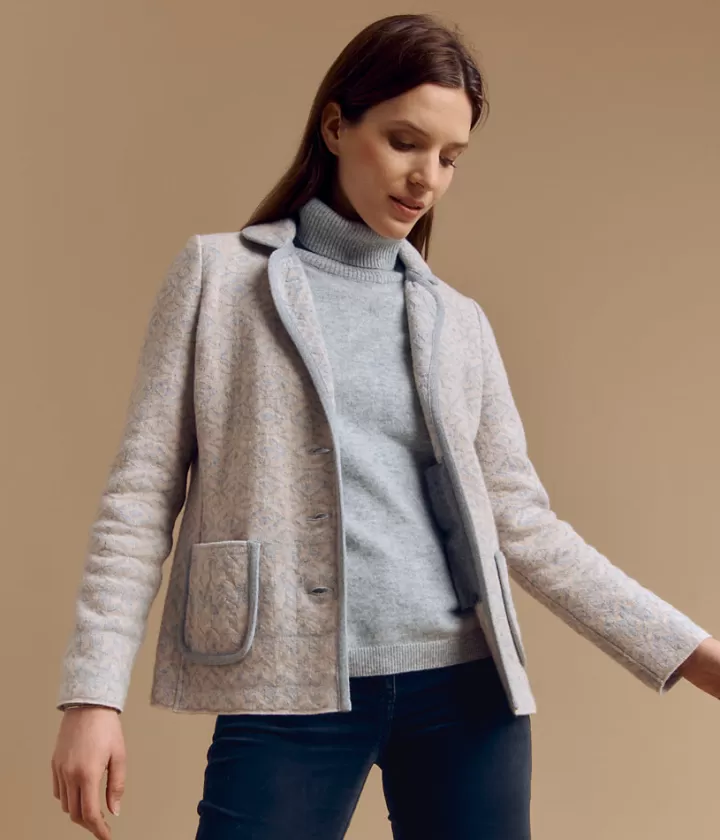 Vestes & Manteaux | Maille>DEVERNOIS Veste maille en laine Mérinos et cachemire Col tailleur Grischine