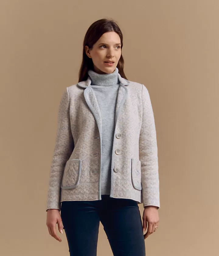 Vestes & Manteaux | Maille>DEVERNOIS Veste maille en laine Mérinos et cachemire Col tailleur Grischine